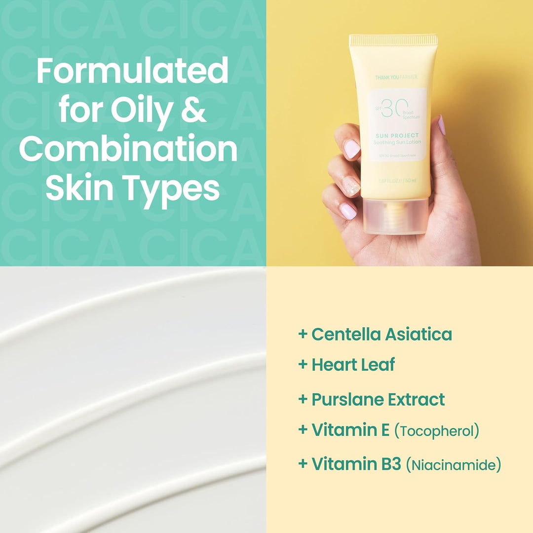 Sun Project Soothing Sun Lotion SPF 30 - Korean Sunscreen with Centella Asiatica
