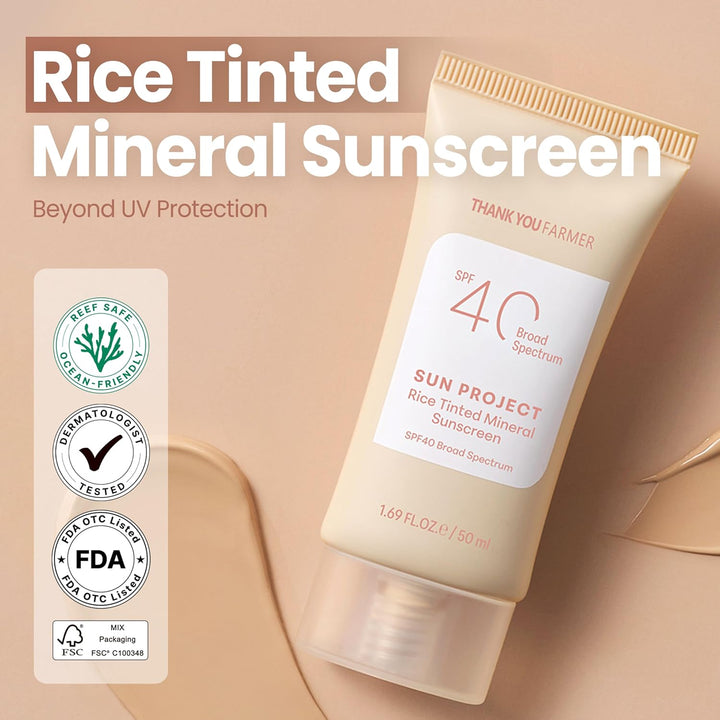Sun Project Rice Tinted Mineral Sunscreen SPF40 Broad Spectrum